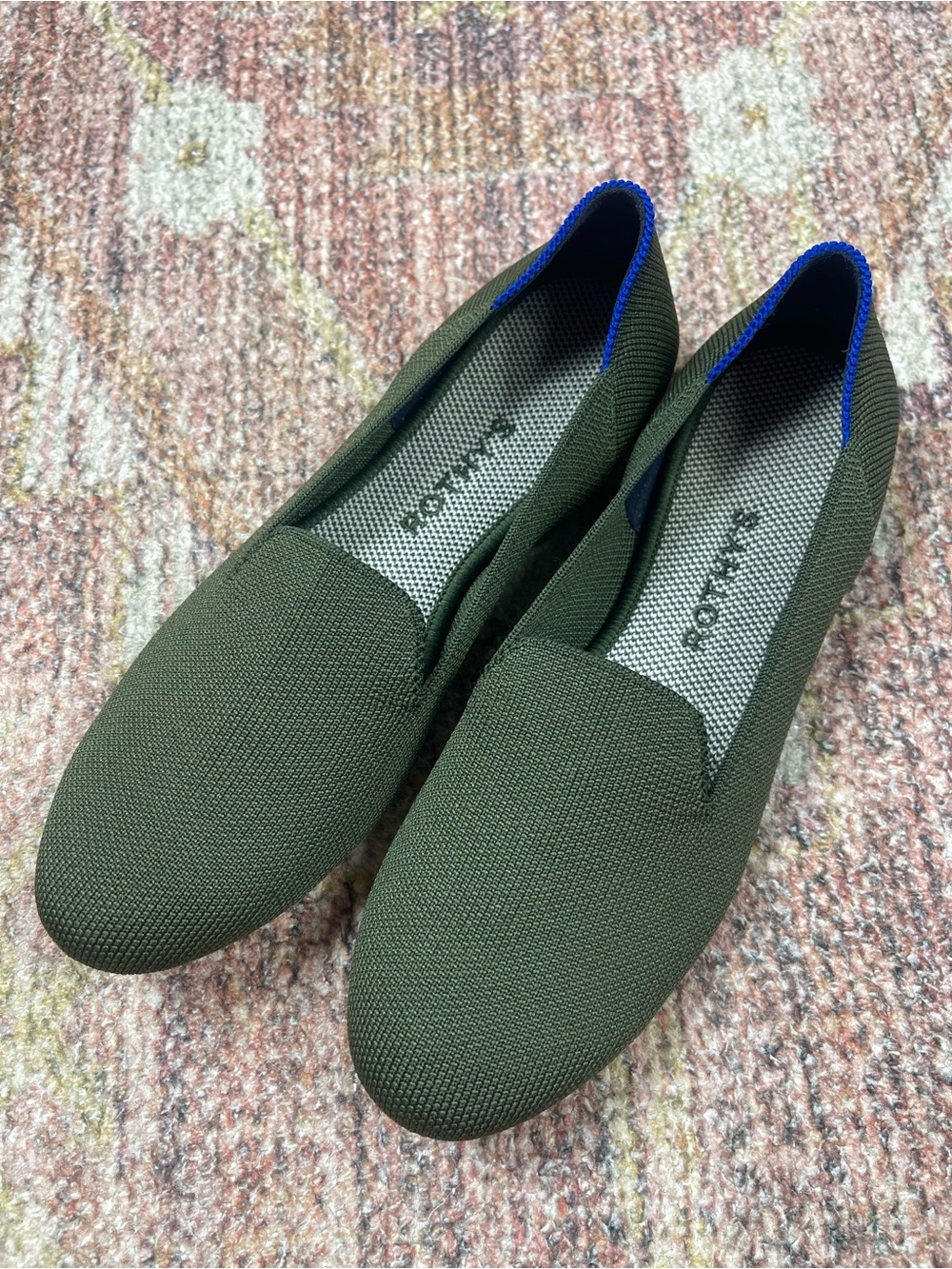 Rothy’s The Loafer Olive Green Knit Flat Loafers Size 7.5